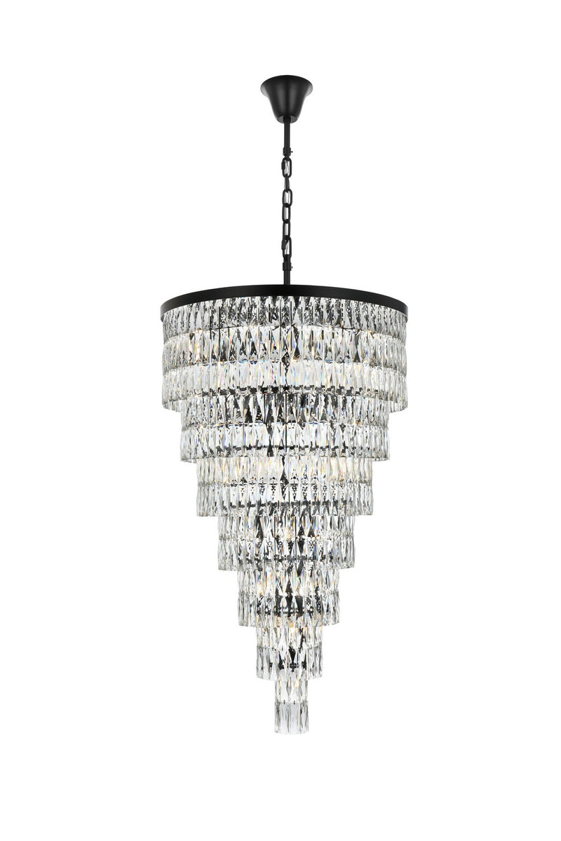 Elegant Lighting 1060SR32BK 41 Light Chandelier, Black and Clear