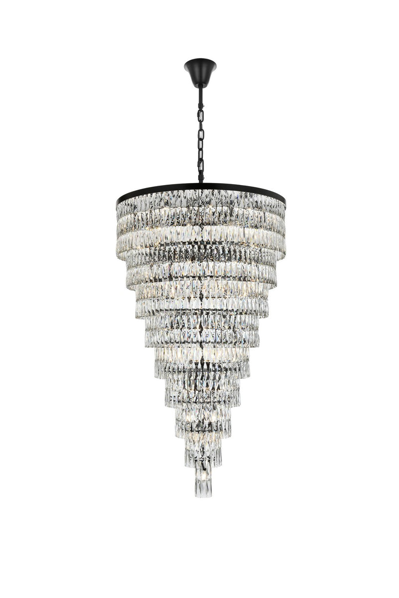 Elegant Lighting 1060SR41BK 61 Light Chandelier, Black and Clear
