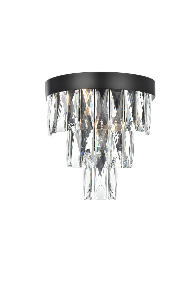 Elegant Lighting 1060W10BK Two Light Wall Sconce, Black and Clear