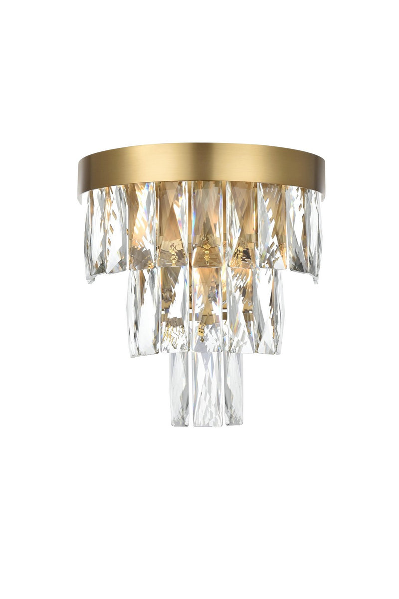 Elegant Lighting 1060W10SG Two Light Wall Sconce, Satin Gold and Clear