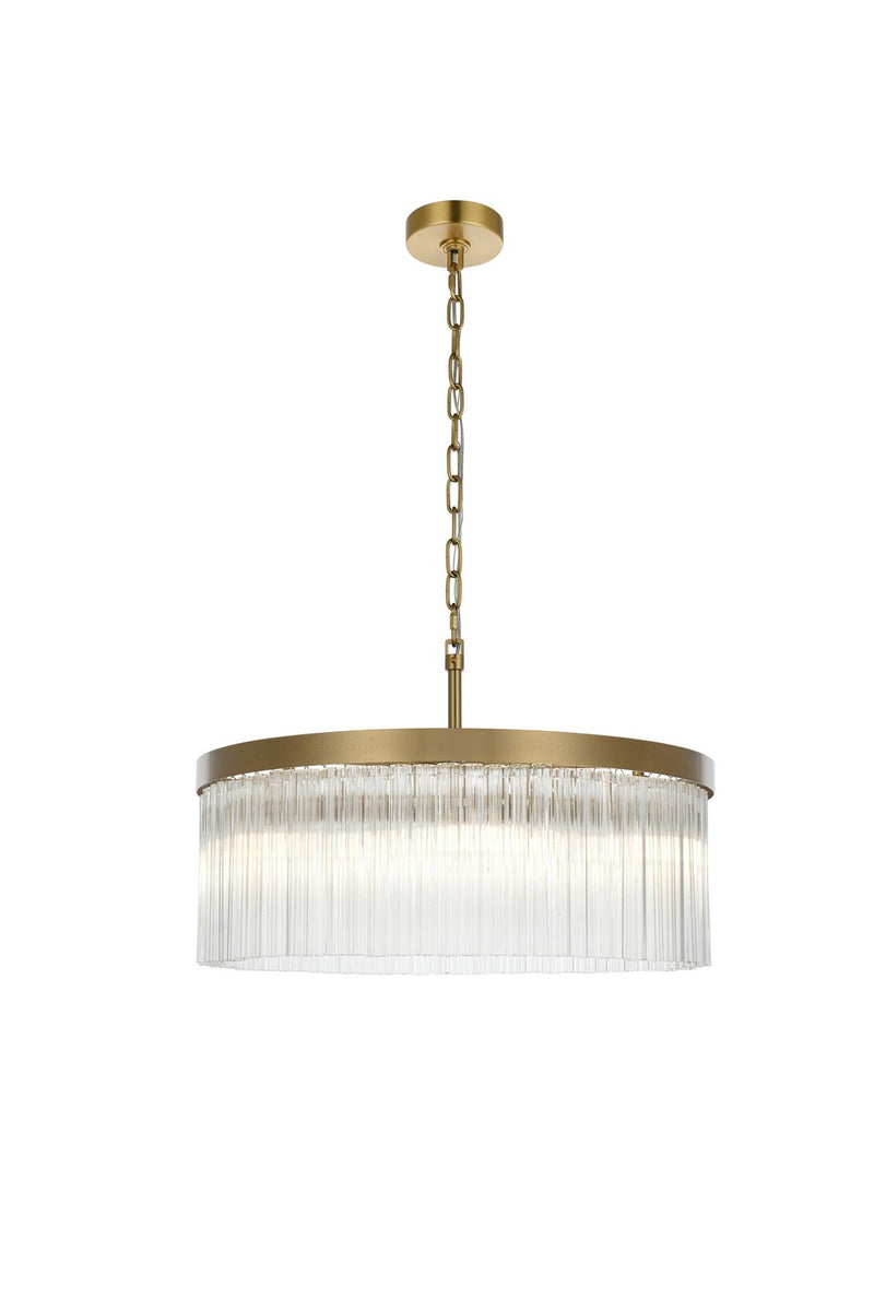 Elegant Lighting 1070D24SG Six Light Chandelier, Satin Gold and Clear