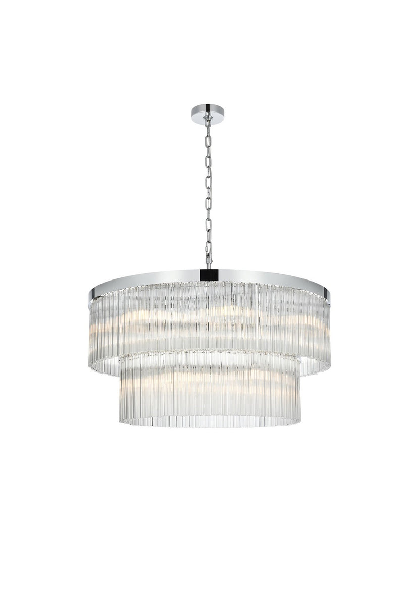 Elegant Lighting 1070D32C 14 Light Chandelier, Chrome and Clear