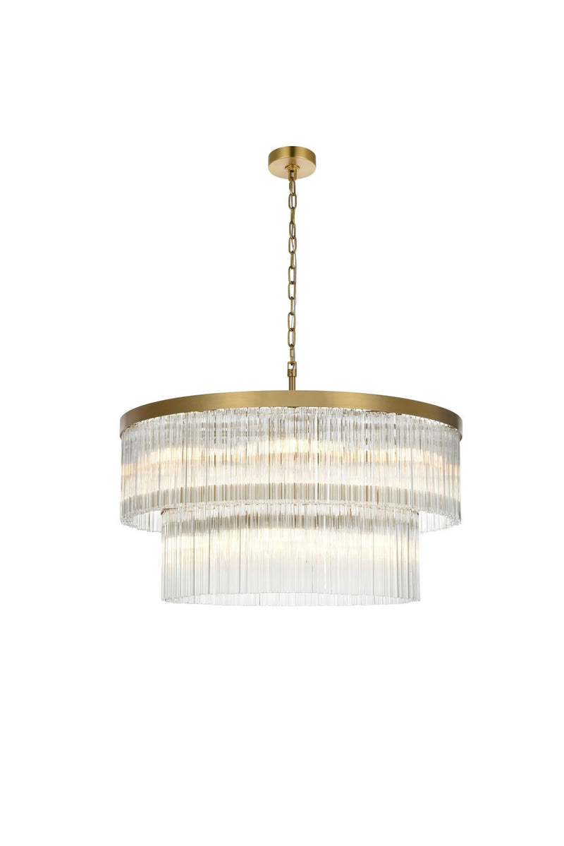 Elegant Lighting 1070D32SG 14 Light Chandelier, Satin Gold and Clear