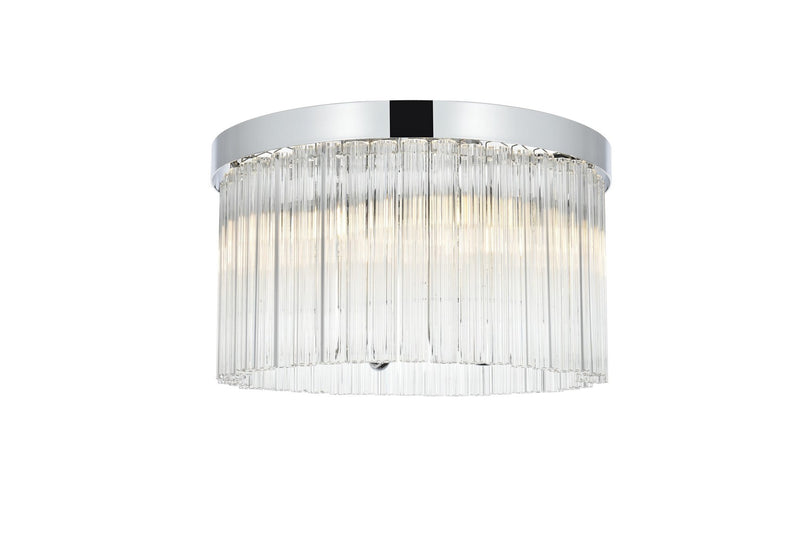 Elegant Lighting 1070F16C Four Light Flush Mount, Chrome and Clear