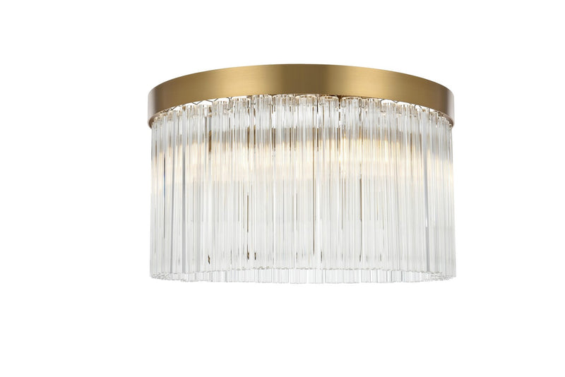 Elegant Lighting 1070F16SG Four Light Flush Mount, Satin Gold and Clear