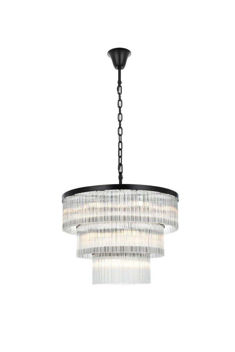 Elegant Lighting 1070G32BK 18 Light Chandelier, Black and Clear