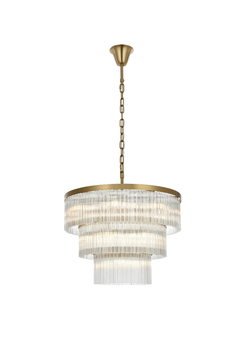 Elegant Lighting 1070G32SG 18 Light Chandelier, Satin Gold and Clear