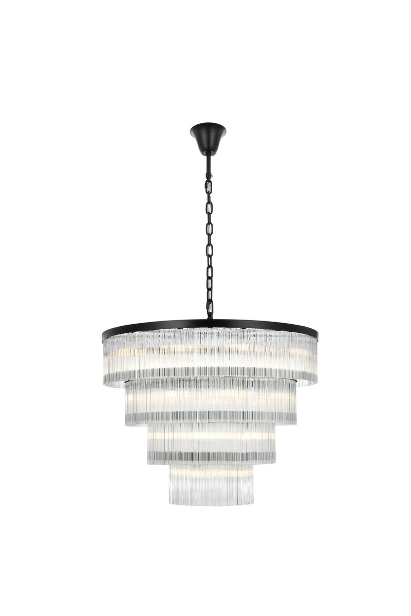 Elegant Lighting 1070G40BK 28 Light Chandelier, Black and Clear