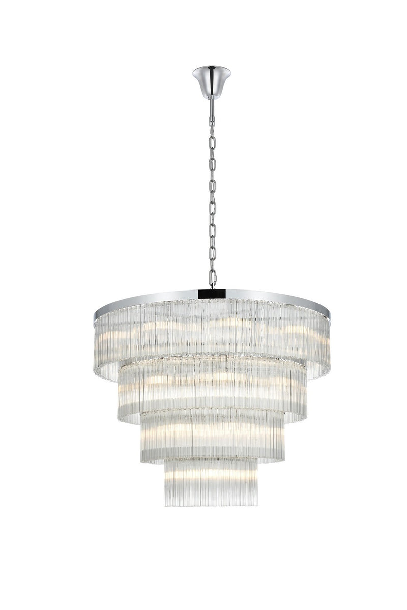 Elegant Lighting 1070G40C 28 Light Chandelier, Chrome and Clear