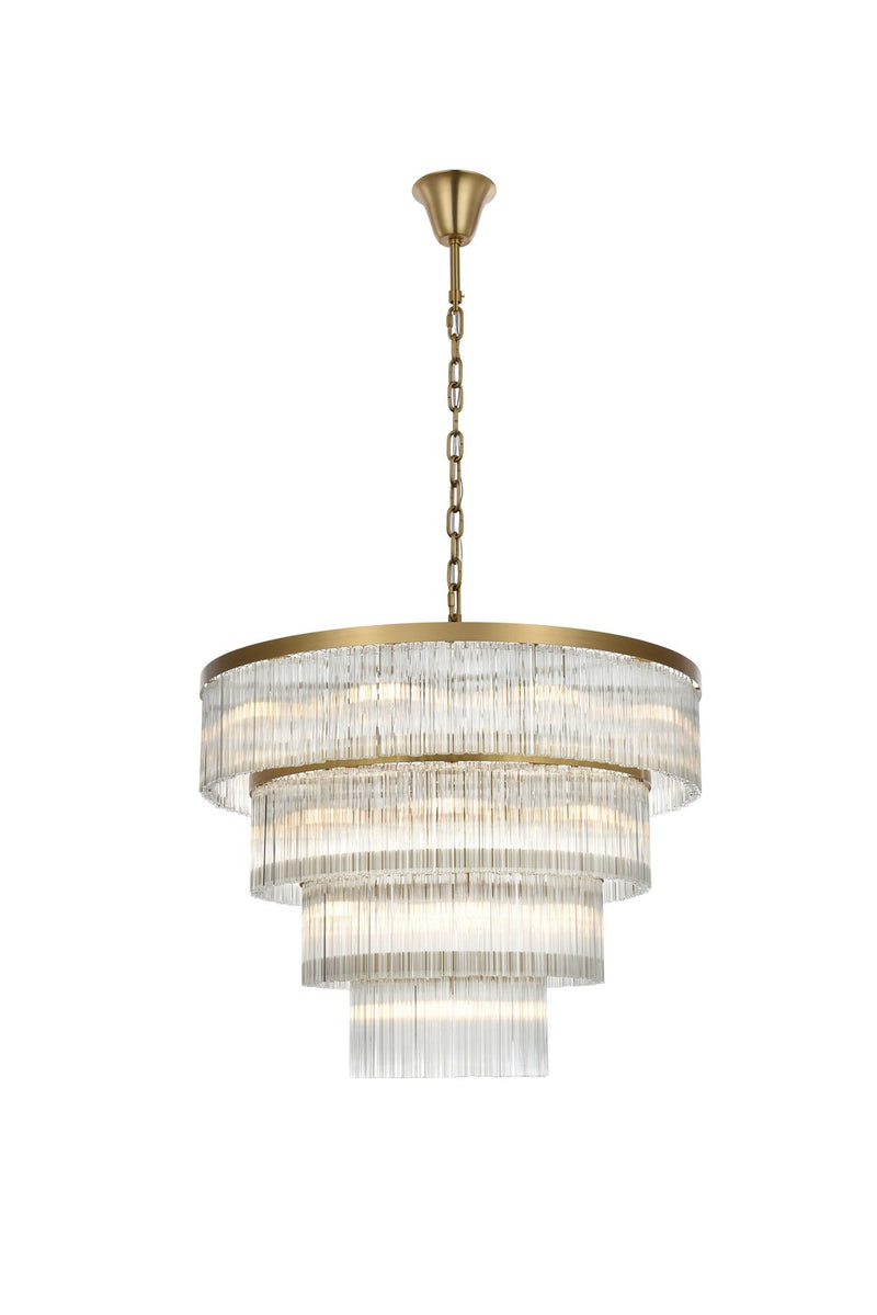 Elegant Lighting 1070G40SG 28 Light Chandelier, Satin Gold and Clear