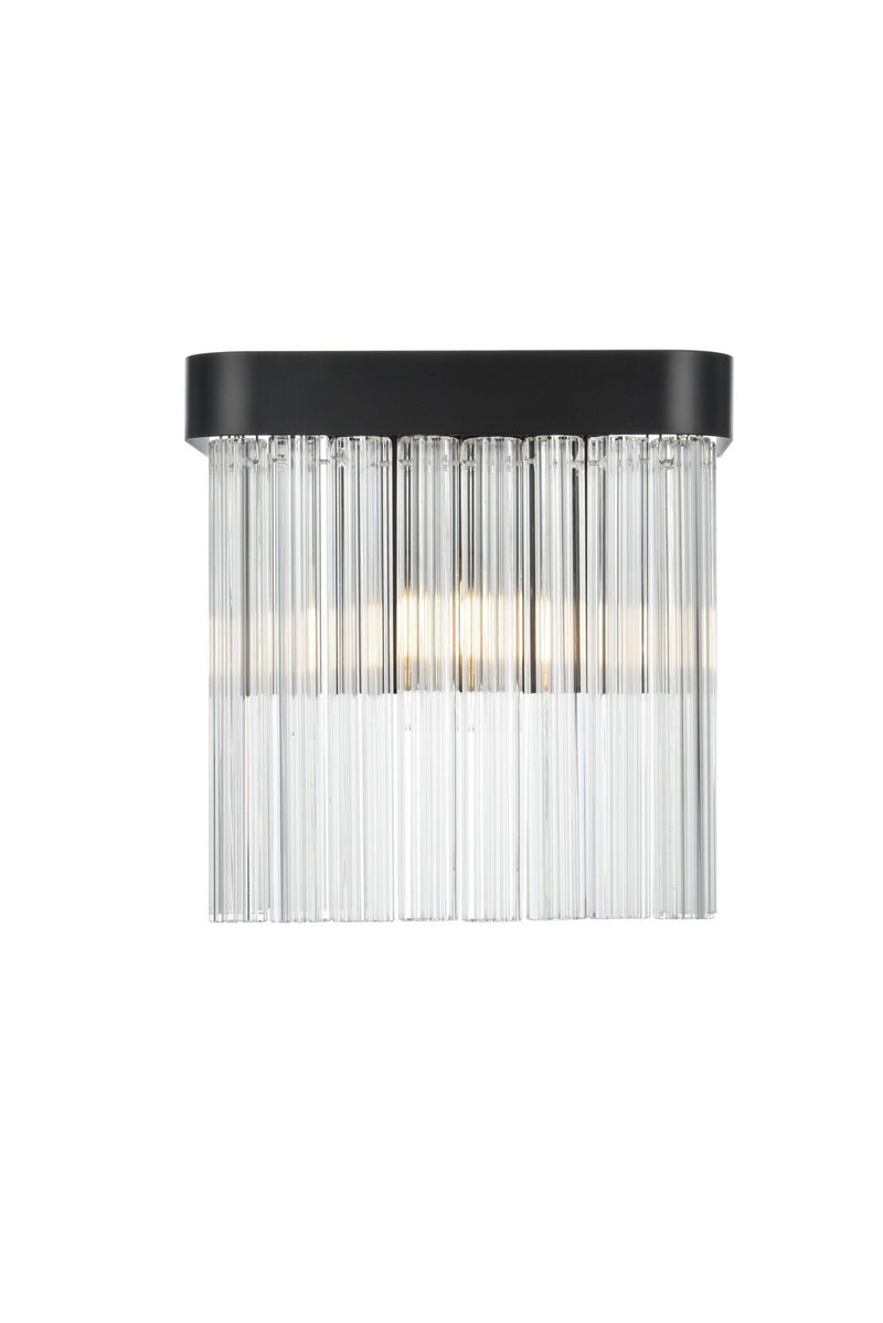 Elegant Lighting 1070W9BK One Light Wall Sconce, Black and Clear