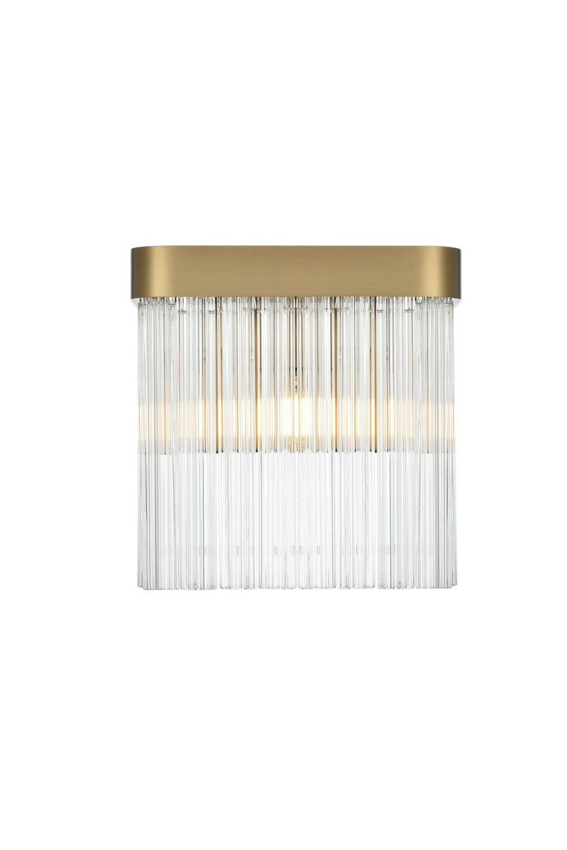 Elegant Lighting 1070W9SG One Light Wall Sconce, Satin Gold and Clear