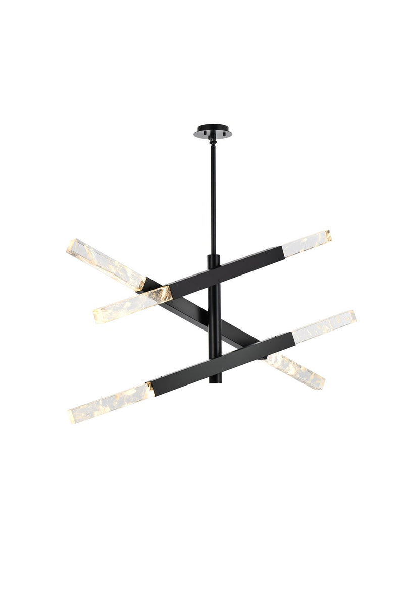 Elegant Lighting 2085L3BK Six Light Pendant, Black and Clear
