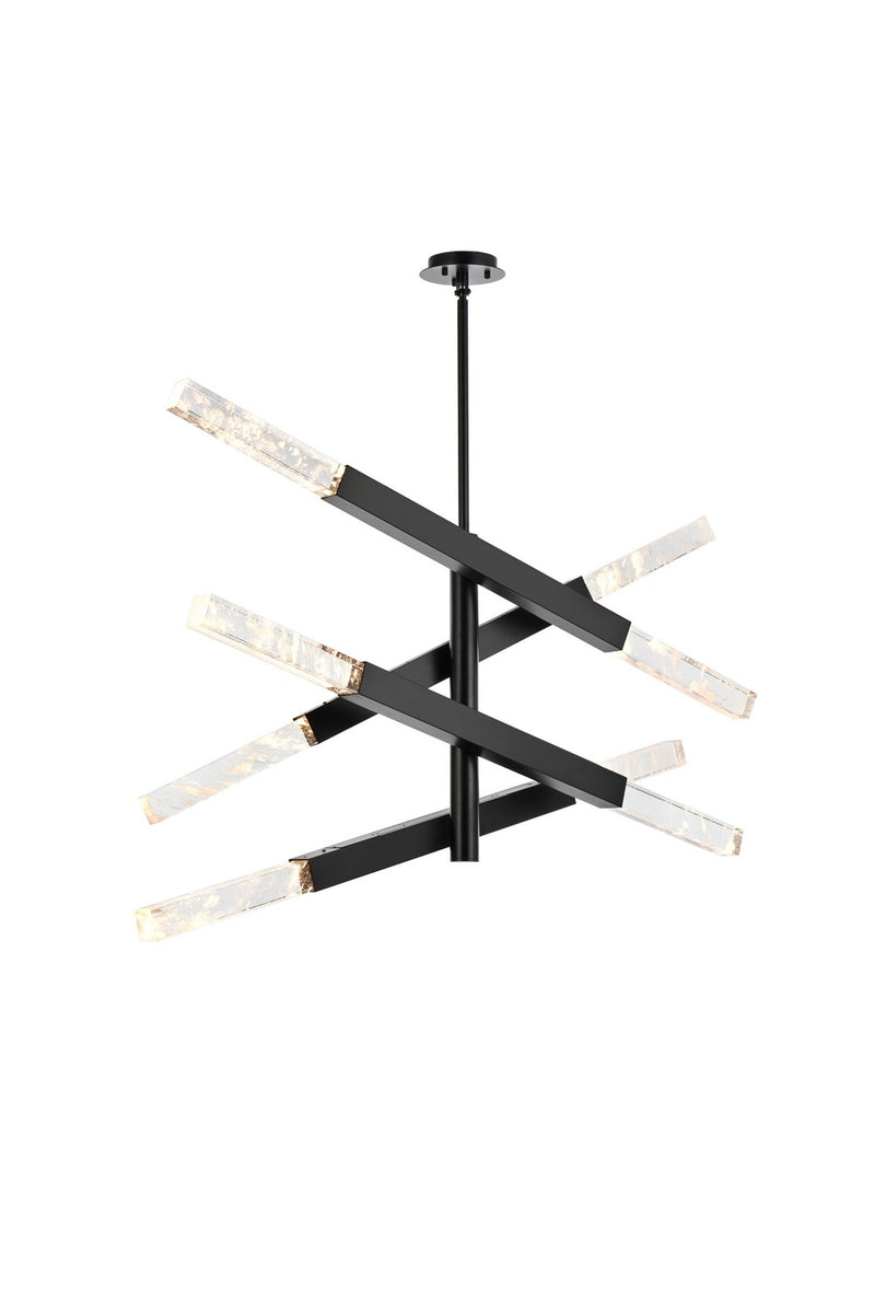 Elegant Lighting 2085L4BK Eight Light Pendant, Black and Clear