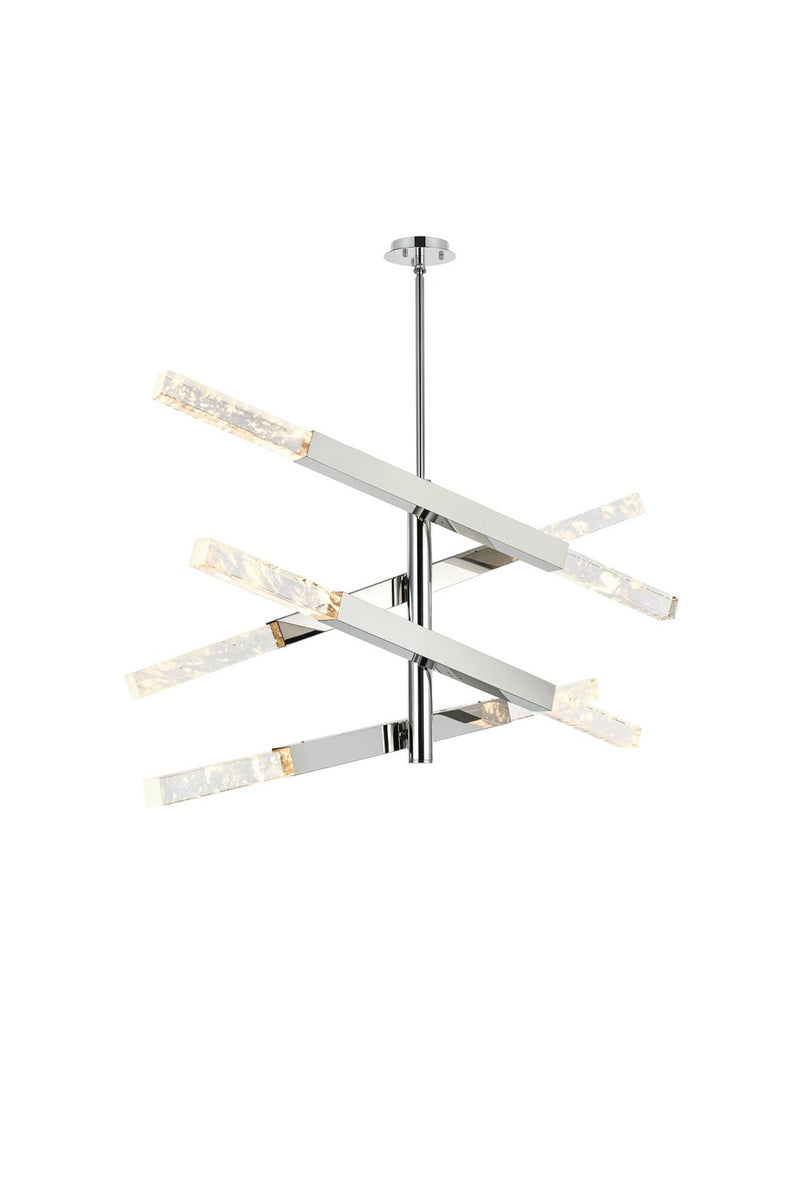Elegant Lighting 2085L4C Eight Light Pendant, Chrome and Clear