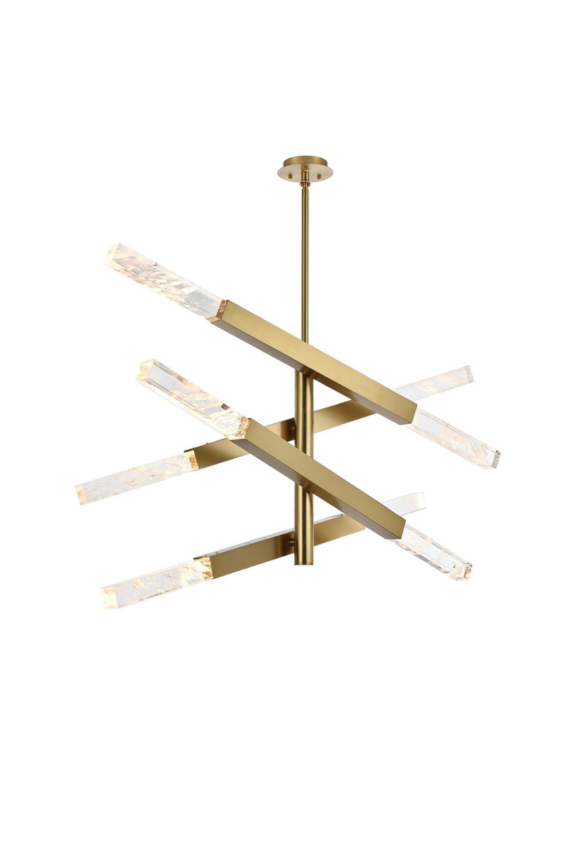 Elegant Lighting 2085L4SG Eight Light Pendant, Satin Gold and Clear
