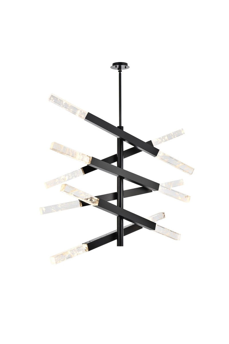 Elegant Lighting 2085L6BK 12 Light Pendant, Black and Clear