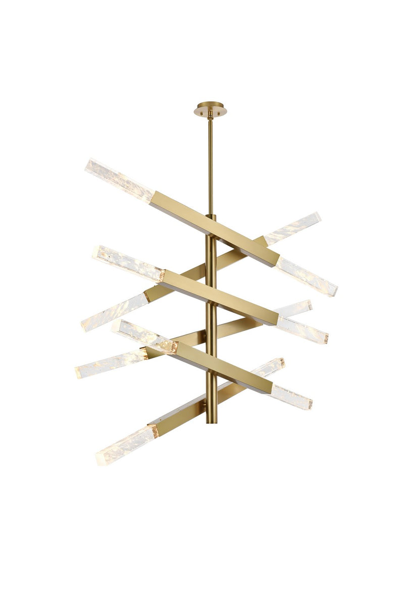 Elegant Lighting 2085L6SG 12 Light Pendant, Satin Gold and Clear