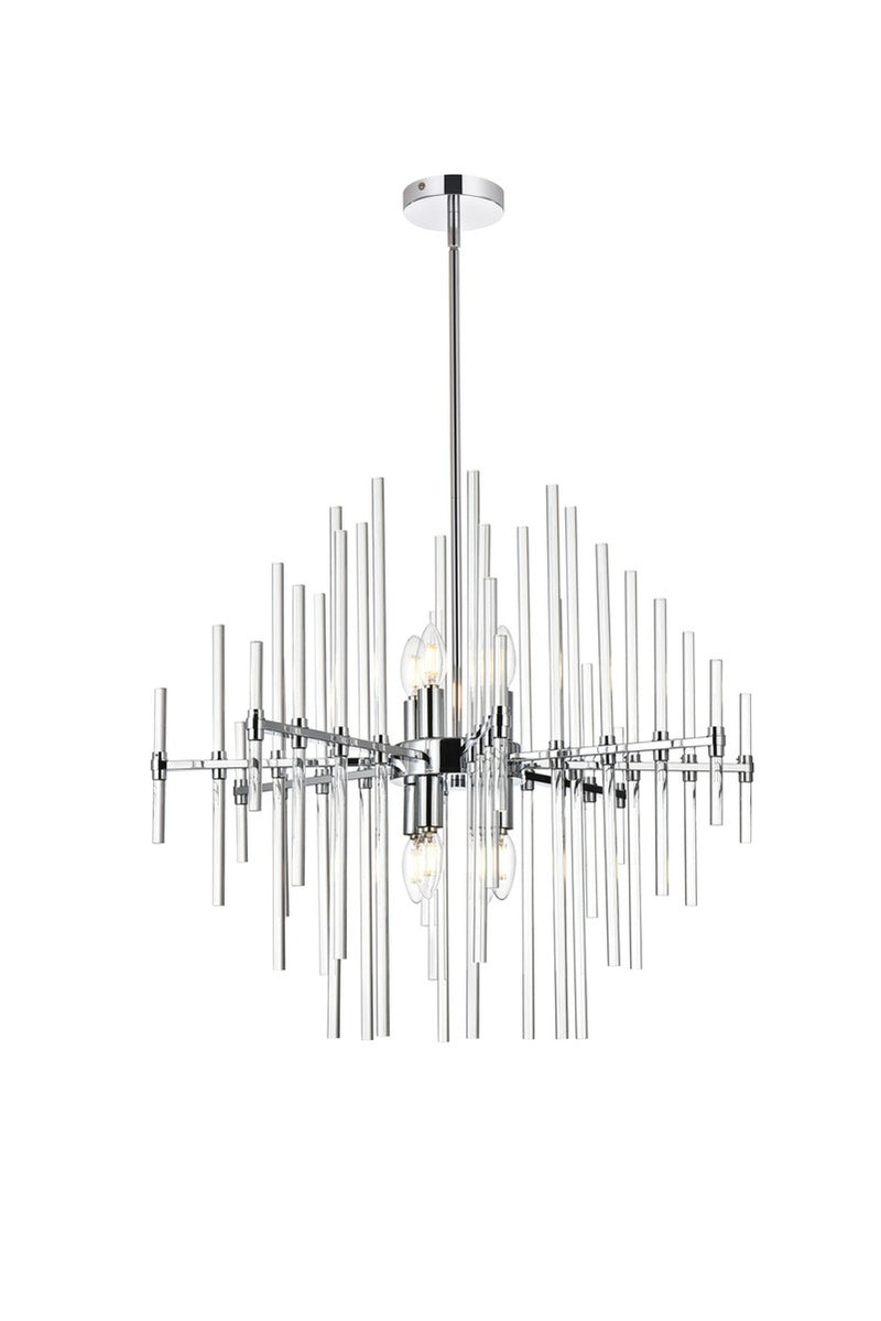 Elegant Lighting 2502D27C Eight Light Pendant, chrome