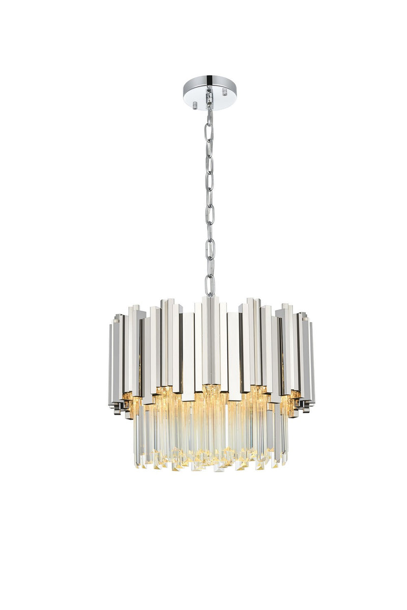 Elegant Lighting 3400D16C Four Light Chandelier, Chrome and Clear