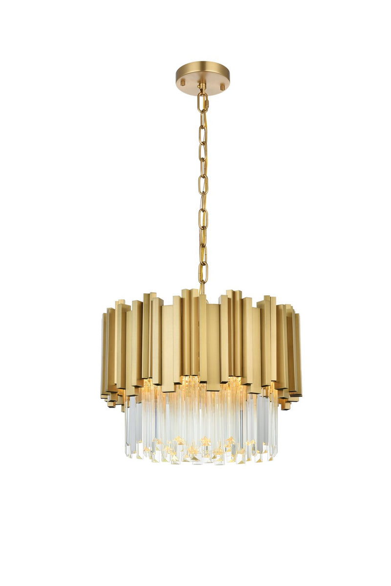 Elegant Lighting 3400D16SG Four Light Chandelier, Satin Gold and Clear