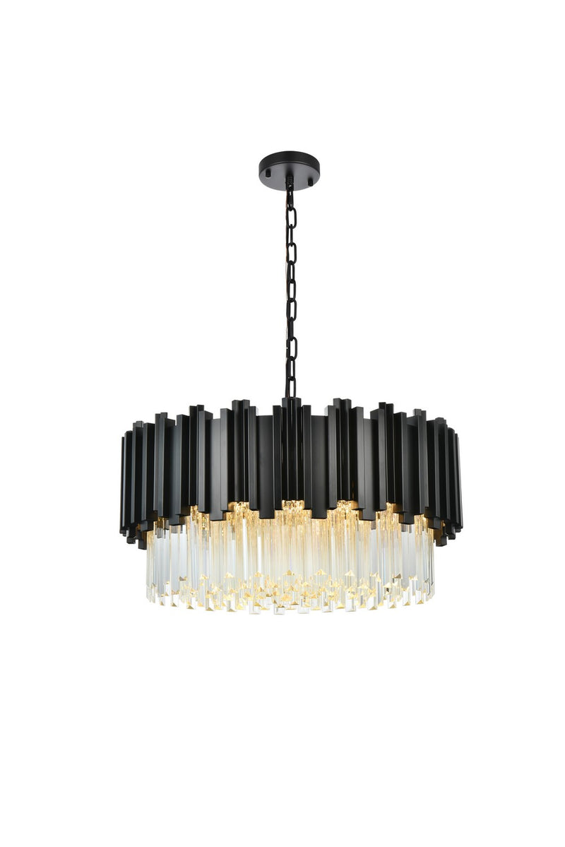 Elegant Lighting 3400D24BK Eight Light Chandelier, Black and Clear