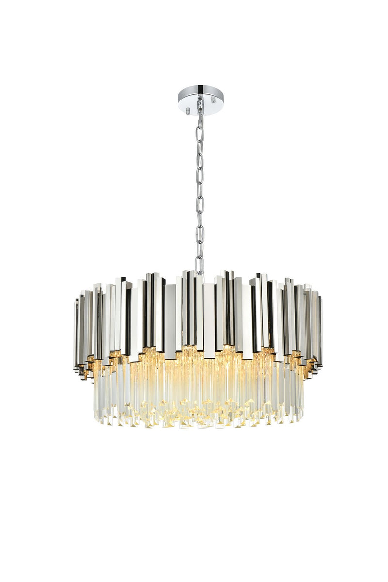 Elegant Lighting 3400D24C Eight Light Chandelier, Chrome and Clear