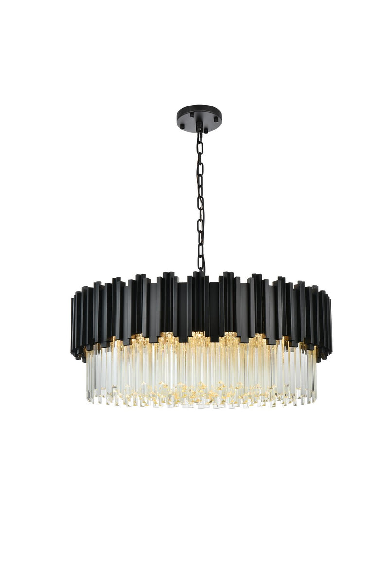 Elegant Lighting 3400D32BK Ten Light Chandelier, Black and Clear
