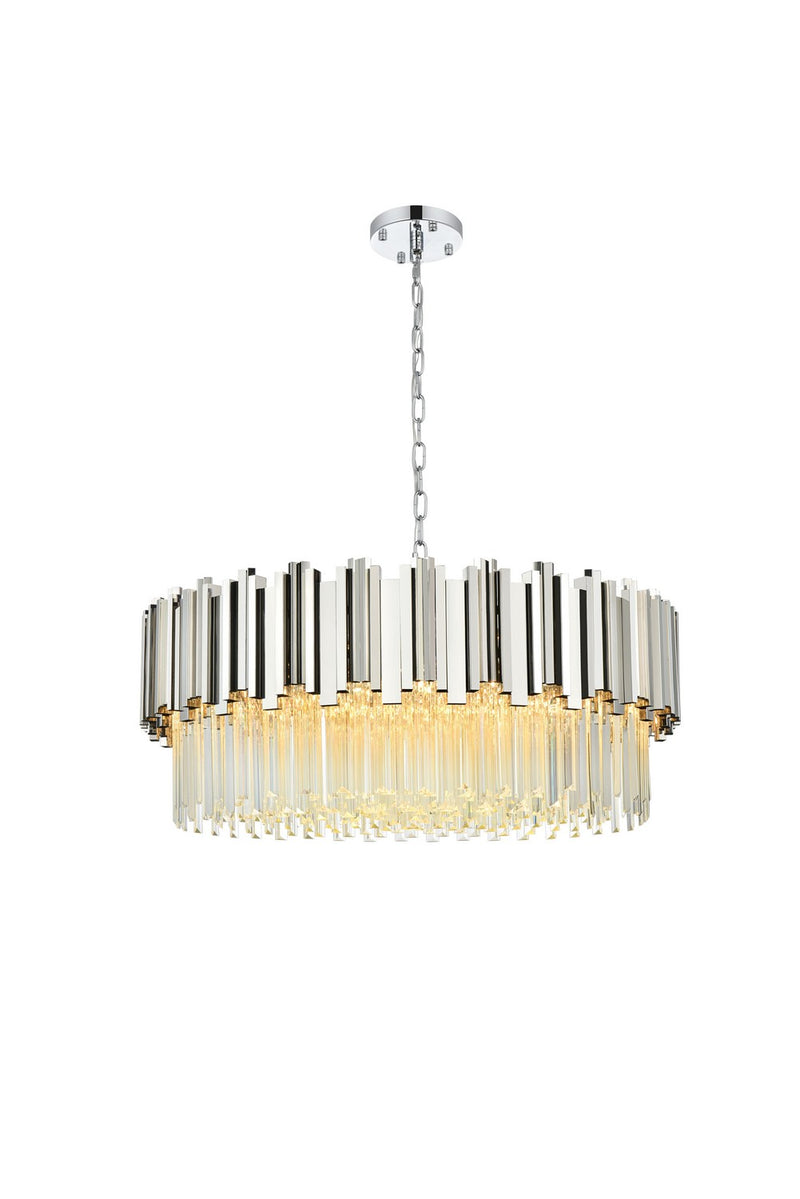 Elegant Lighting 3400D32C Ten Light Chandelier, Chrome and Clear