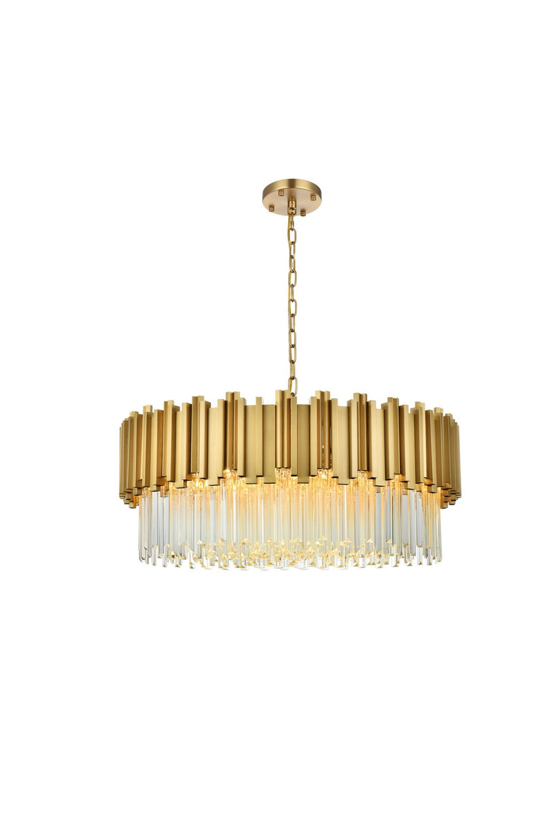 Elegant Lighting 3400D32SG Ten Light Chandelier, Satin Gold and Clear