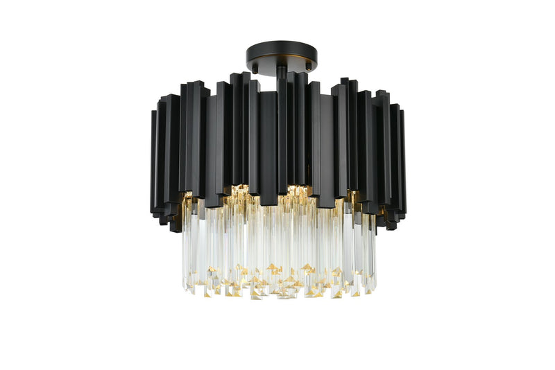 Elegant Lighting 3400F16BK Four Light Flush Mount, Black and Clear