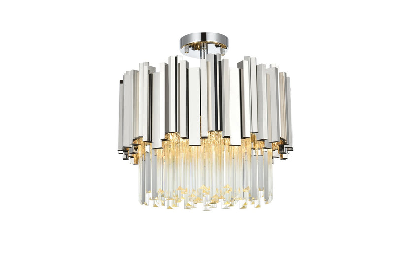 Elegant Lighting 3400F16C Four Light Flush Mount, Chrome and Clear