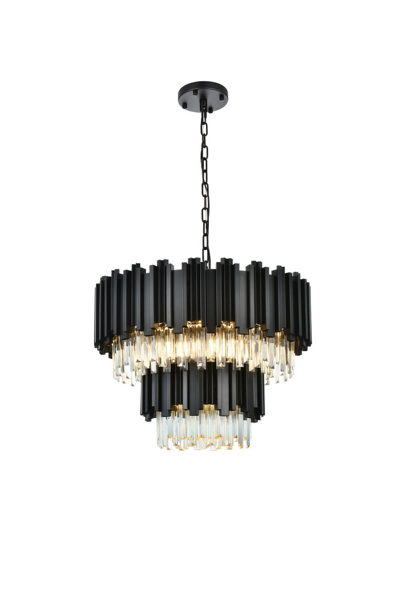 Elegant Lighting 3400G24BK Eight Light Chandelier, Black and Clear