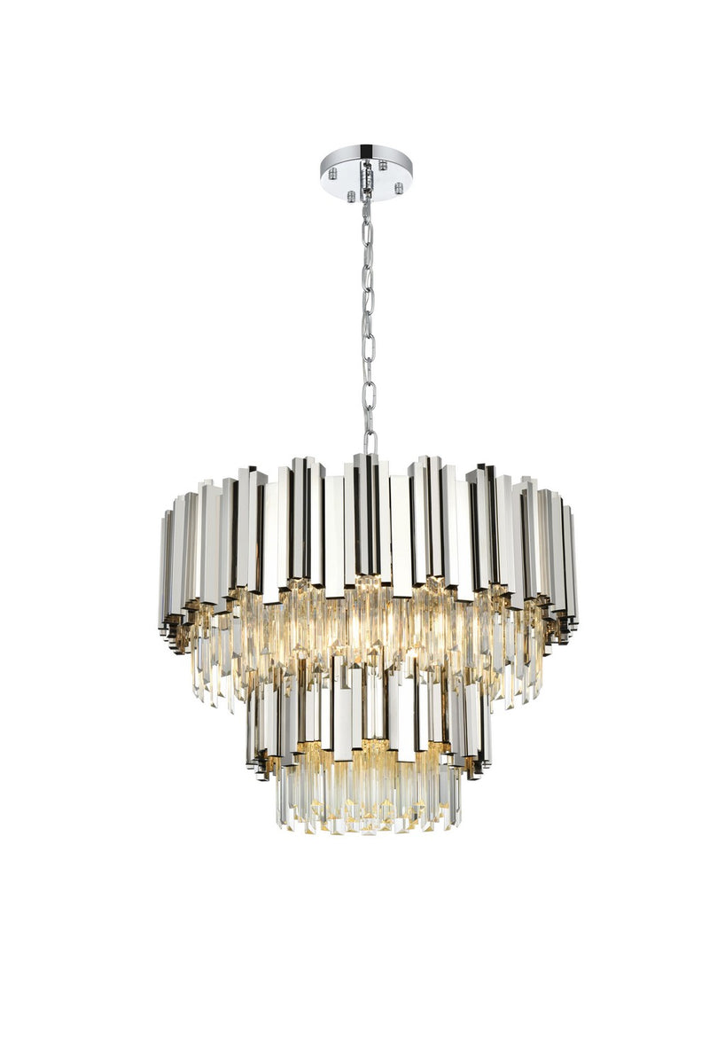 Elegant Lighting 3400G24C Eight Light Chandelier, Chrome and Clear