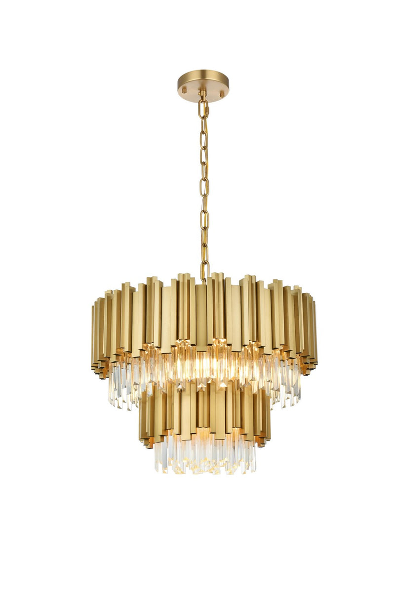Elegant Lighting 3400G24SG Eight Light Chandelier, Satin Gold and Clear