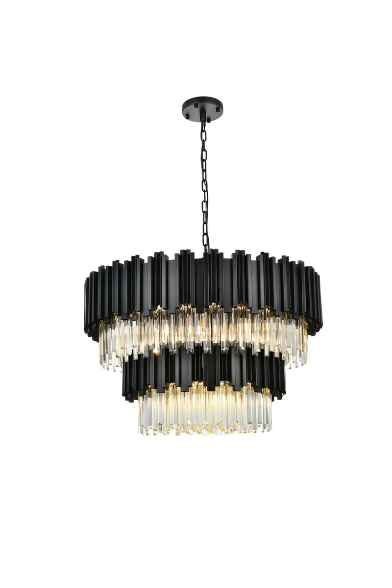 Elegant Lighting 3400G32BK 12 Light Chandelier, Black and Clear
