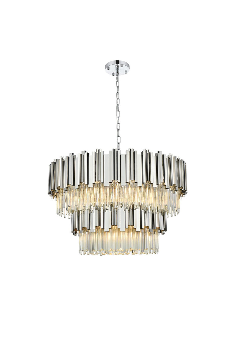 Elegant Lighting 3400G32C 12 Light Chandelier, Chrome and Clear