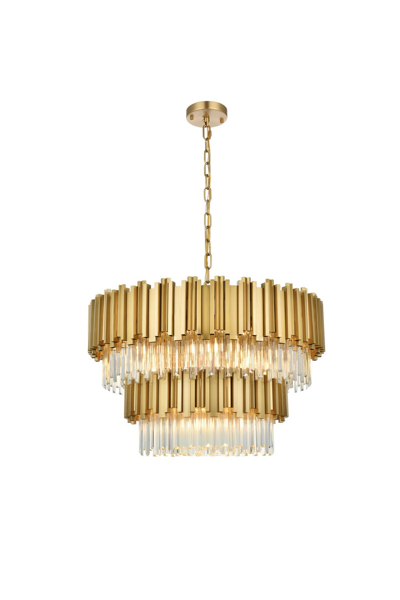 Elegant Lighting 3400G32SG 12 Light Chandelier, Satin Gold and Clear