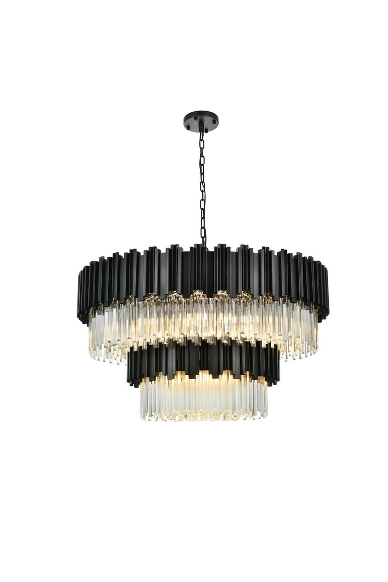 Elegant Lighting 3400G40BK 16 Light Chandelier, Black and Clear