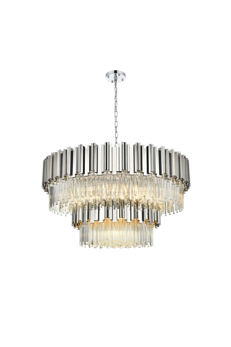 Elegant Lighting 3400G40C 16 Light Chandelier, Chrome and Clear