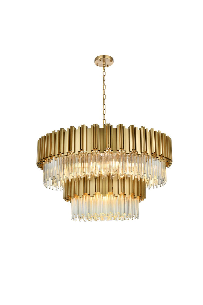 Elegant Lighting 3400G40SG 16 Light Chandelier, Satin Gold and Clear