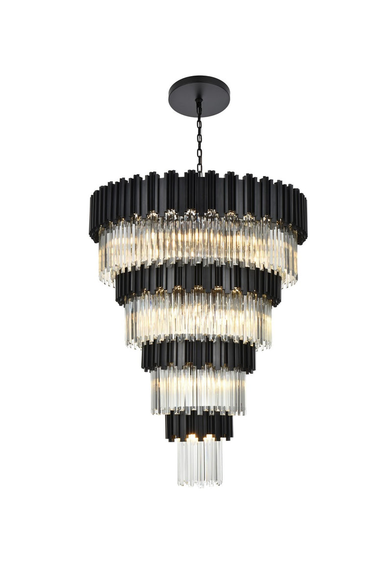 Elegant Lighting 3400GR40BK 27 Light Chandelier, Black and Clear