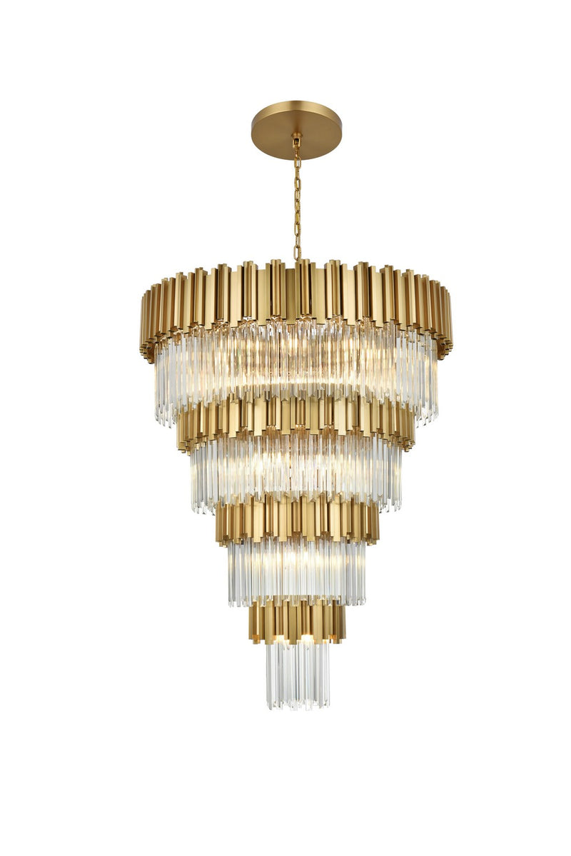 Elegant Lighting 3400GR40SG 27 Light Chandelier, Satin Gold and Clear
