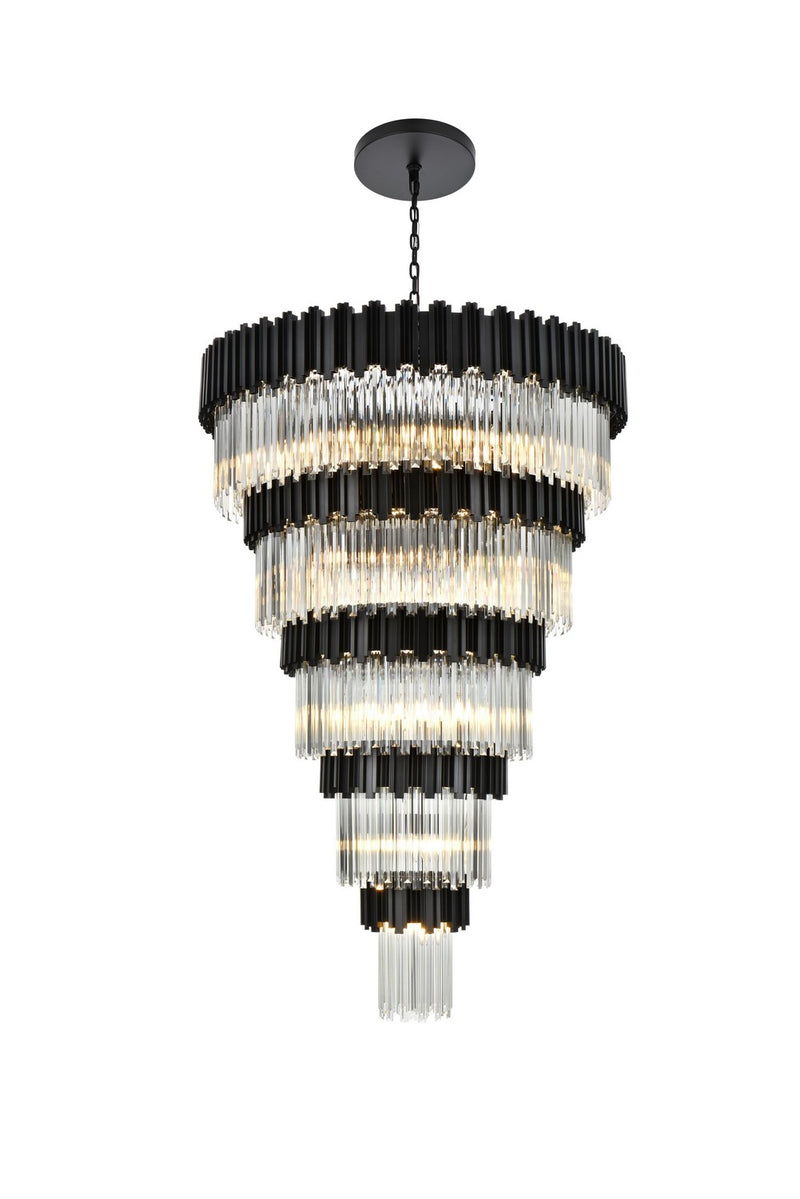 Elegant Lighting 3400GR48BK 39 Light Chandelier, Black and Clear