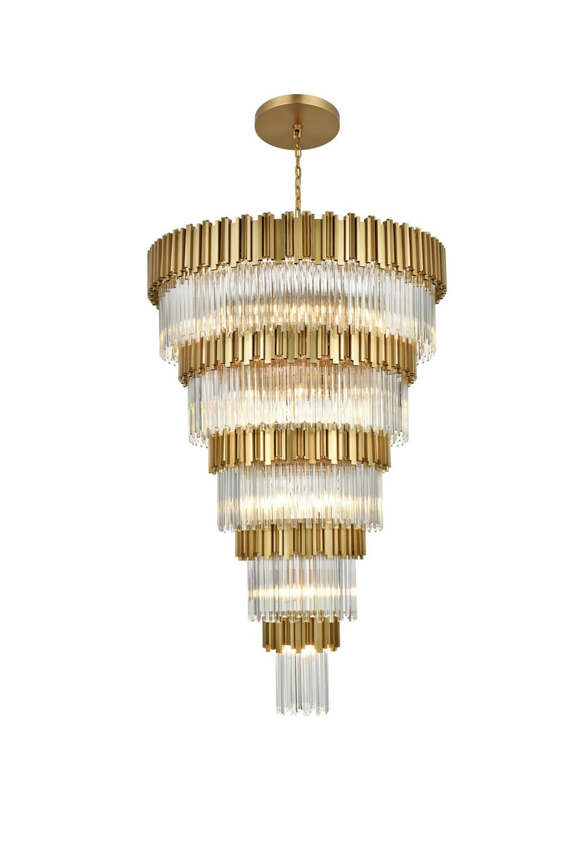 Elegant Lighting 3400GR48SG 39 Light Chandelier, Satin Gold and Clear
