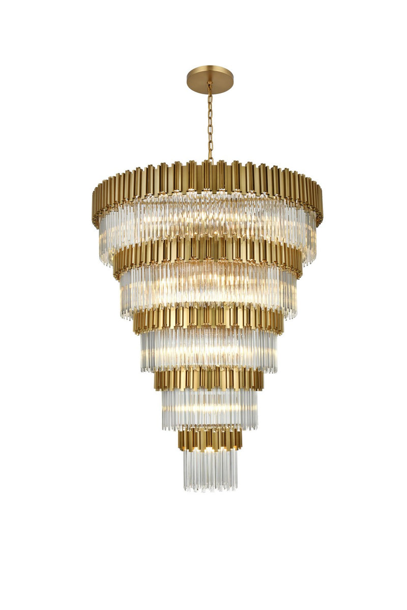 Elegant Lighting 3400GR59SG 43 Light Chandelier, Satin Gold and Clear