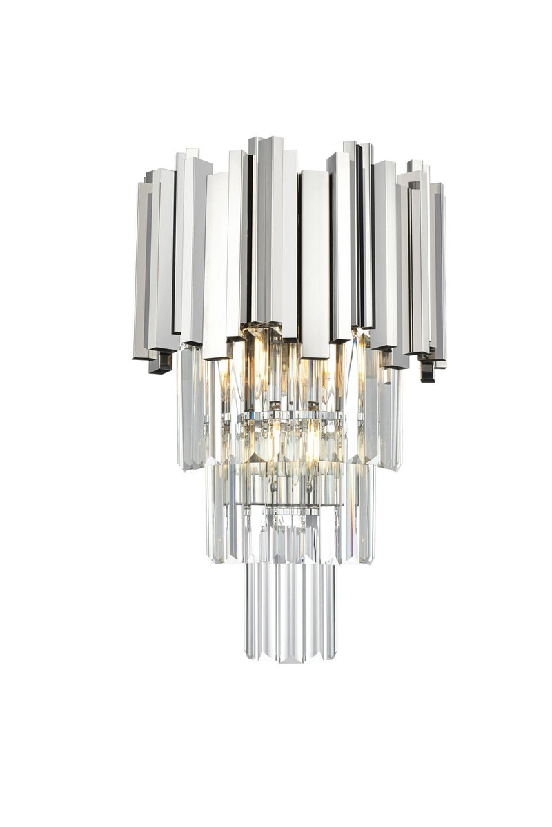 Elegant Lighting 3400W12C Three Light Wall Sconce, Chrome and Clear