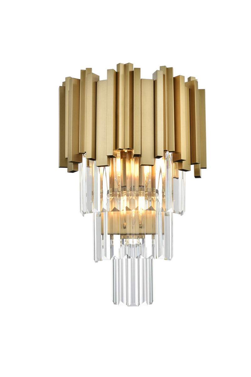 Elegant Lighting 3400W12SG Three Light Wall Sconce, Satin Gold and Clear