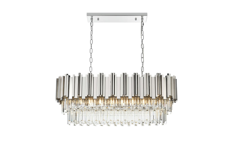 Elegant Lighting 3401G36C Nine Light Chandelier, Chrome and Clear