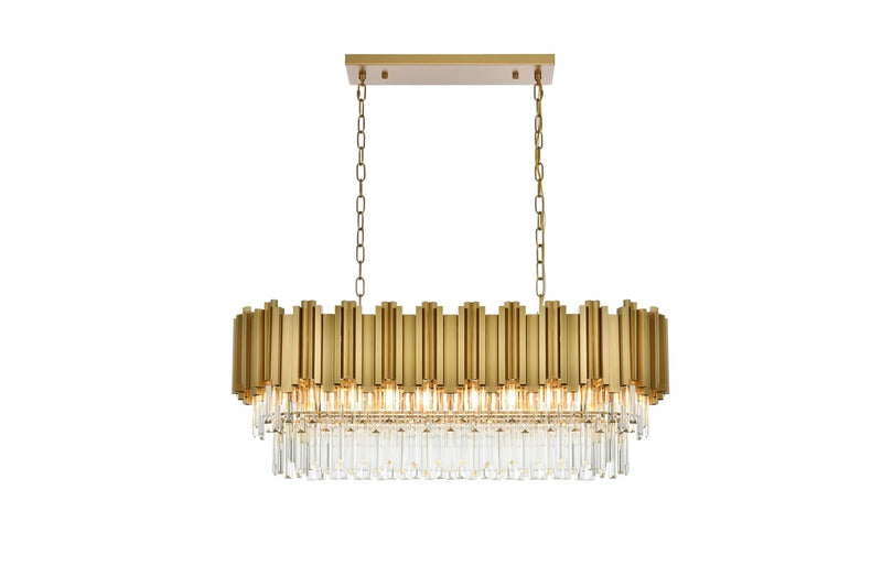 Elegant Lighting 3401G36SG Nine Light Chandelier, Satin Gold and Clear